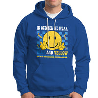Down Syndrome Awareness Hoodie In October We Wear Blue And Yellow Support Squad - Wonder Print Shop