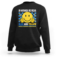 Down Syndrome Awareness Sweatshirt In October We Wear Blue And Yellow Support Squad - Wonder Print Shop