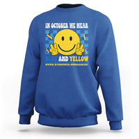 Down Syndrome Awareness Sweatshirt In October We Wear Blue And Yellow Support Squad - Wonder Print Shop
