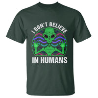 Green Turquoise Alien Face T Shirt Funny I Don't Believe In Human - Wonder Print Shop