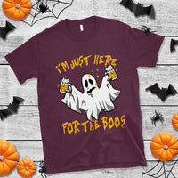 Ghost Halloween Costume T Shirt I'm Just Here For The Boos Drunk Drinking Boo Sheet - Wonder Print Shop