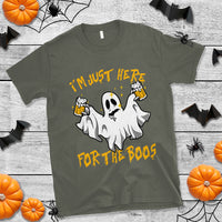 Ghost Halloween Costume T Shirt I'm Just Here For The Boos Drunk Drinking Boo Sheet - Wonder Print Shop