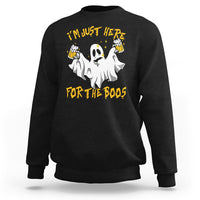 Ghost Halloween Costume Sweatshirt I'm Just Here For The Boos Drunk Drinking Boo Sheet - Wonder Print Shop