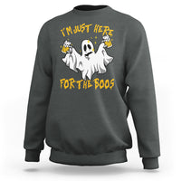Ghost Halloween Costume Sweatshirt I'm Just Here For The Boos Drunk Drinking Boo Sheet - Wonder Print Shop