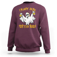 Ghost Halloween Costume Sweatshirt I'm Just Here For The Boos Drunk Drinking Boo Sheet - Wonder Print Shop