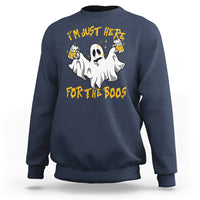 Ghost Halloween Costume Sweatshirt I'm Just Here For The Boos Drunk Drinking Boo Sheet - Wonder Print Shop