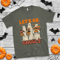 Ghost Halloween Costume T Shirt Let's Go Ghouls Retro Boo Sheet - Wonder Print Shop