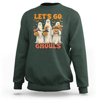 Ghost Halloween Costume Sweatshirt Let's Go Ghouls Retro Boo Sheet - Wonder Print Shop