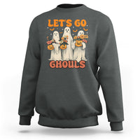 Ghost Halloween Costume Sweatshirt Let's Go Ghouls Retro Boo Sheet - Wonder Print Shop