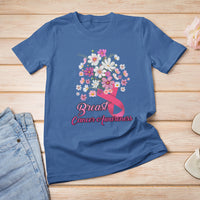 Breast Cancer Awareness T Shirt Pink Ribbon Flower Bouquet Supoprt Women Breast Cancer Warrior - Wonder Print Shop