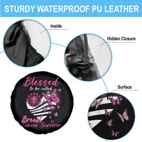 Breast Cancer Awareness Spare Tire Cover Blessed To Be Called Breast Cancer Survivor Pink Butterfly