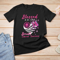 Breast Cancer Awareness T Shirt Blessed To Be Called Breast Cancer Survivor Pink Butterfly - Wonder Print Shop