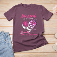 Breast Cancer Awareness T Shirt Blessed To Be Called Breast Cancer Survivor Pink Butterfly - Wonder Print Shop