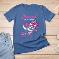 Breast Cancer Awareness T Shirt Blessed To Be Called Breast Cancer Survivor Pink Butterfly - Wonder Print Shop
