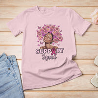Breast Cancer Awareness T Shirt Support Squad Black Afro Women Pink Ribbon Sunflower - Wonder Print Shop