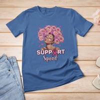 Breast Cancer Awareness T Shirt Support Squad Black Afro Women Pink Ribbon Sunflower - Wonder Print Shop