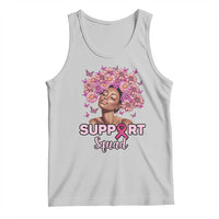 Breast Cancer Awareness Tank Top Black Afro Woman Support Squad Pink Ribbon Sunflower