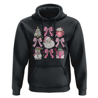 Retro Santa Claus Pink Coquette Bow Hoodie Festive Xmas Vibe