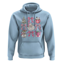 Retro Santa Claus Pink Coquette Bow Hoodie Festive Xmas Vibe
