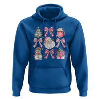 Retro Santa Claus Pink Coquette Bow Hoodie Festive Xmas Vibe