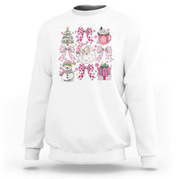 Retro Santa Claus Pink Coquette Bow Sweatshirt Festive Xmas Vibe - Wonder Print Shop