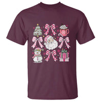 Retro Santa Claus Pink Coquette Bow T Shirt Festive Xmas Vibe - Wonder Print Shop