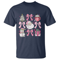 Retro Santa Claus Pink Coquette Bow T Shirt Festive Xmas Vibe - Wonder Print Shop