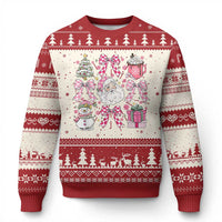 Retro Santa Claus Pink Coquette Bow Ugly Christmas Sweater Festive Xmas Vibe - Wonder Print Shop