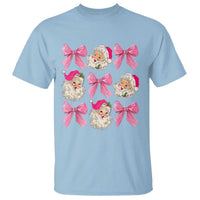Vintage Pink Christmas Coquette Bow T Shirt Santa Claus Festive Xmas Vibe - Wonder Print Shop