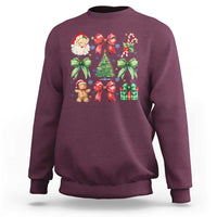 Christmas Tree Retro Coquette Bow Sweatshirt Santa Claus Candy Festive Xmas Vibes - Wonder Print Shop