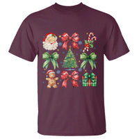 Christmas Tree Retro Coquette Bow T Shirt Santa Claus Candy Festive Xmas Vibes - Wonder Print Shop