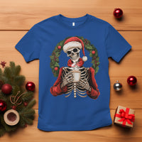 Skeleton Christmas T Shirt Dead Inside But Caffeinated Coffee Lover Xmas Vibe - Wonder Print Shop