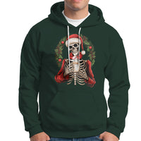 Skeleton Christmas Hoodie Dead Inside But Caffeinated Coffee Lover Xmas Vibe - Wonder Print Shop