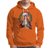 Skeleton Christmas Hoodie Dead Inside But Caffeinated Coffee Lover Xmas Vibe - Wonder Print Shop