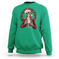 Skeleton Christmas Sweatshirt Dead Inside But Caffeinated Coffee Lover Xmas Vibe - Wonder Print Shop