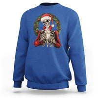 Skeleton Christmas Sweatshirt Dead Inside But Caffeinated Coffee Lover Xmas Vibe - Wonder Print Shop