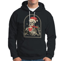 Skeleton Christmas Hoodie Dead Inside But Caffeinated Coffee Addict Xmas Vibe - Wonder Print Shop