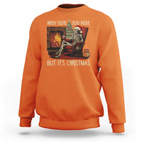 Skeleton Christmas Sweatshirt When You're Dead Inside But It's Xmas Chillin' - Wonder Print Shop