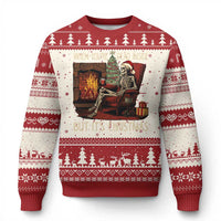Skeleton Christmas Ugly Christmas Sweater When You're Dead Inside But It's Xmas Chillin' - Wonder Print Shop