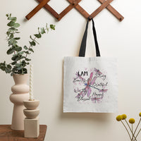 I Am Strong Beautiful Grateful Happy Worthy Dragonflies Tote Bag, Dragonfly Tote Bag, Nature Tote Bag, Gift for Women, Dragonfly Lover Tote Bag - Wonder Print Shop