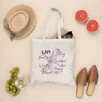 I Am Strong Beautiful Grateful Happy Worthy Dragonflies Tote Bag, Dragonfly Tote Bag, Nature Tote Bag, Gift for Women, Dragonfly Lover Tote Bag - Wonder Print Shop