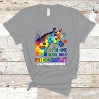 Autism Giraffe Animals It's Ok To Be Different Support Autistic Autism Awareness T Shirt - Wonder Print Shop