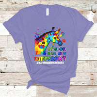 Autism Giraffe Animals It's Ok To Be Different Support Autistic Autism Awareness T Shirt - Wonder Print Shop