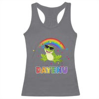 Funny Dayenu Frog Rainbow Racerback Tank Top Passover Celebration with Pride Vibes