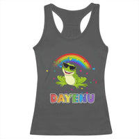 Funny Dayenu Frog Rainbow Racerback Tank Top Passover Celebration with Pride Vibes