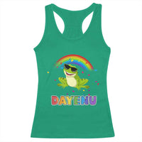 Funny Dayenu Frog Rainbow Racerback Tank Top Passover Celebration with Pride Vibes