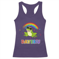 Funny Dayenu Frog Rainbow Racerback Tank Top Passover Celebration with Pride Vibes