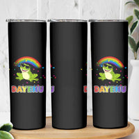 Funny Dayenu Frog Rainbow Skinny Tumbler Passover Celebration with Pride Vibes