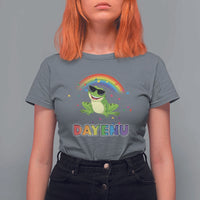 Funny Dayenu Frog Rainbow T Shirt For Women Passover Celebration with Pride Vibes