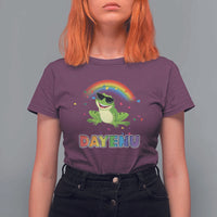 Funny Dayenu Frog Rainbow T Shirt For Women Passover Celebration with Pride Vibes